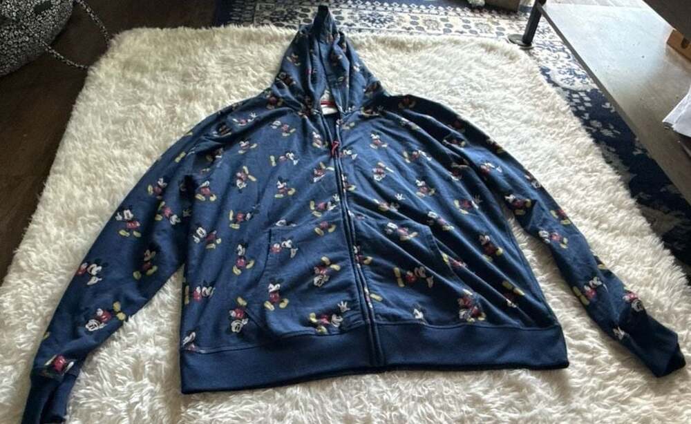 Disney Parks Mickey Mouse All-Over Print Navy Full Zip Hoodie Size 2XL
